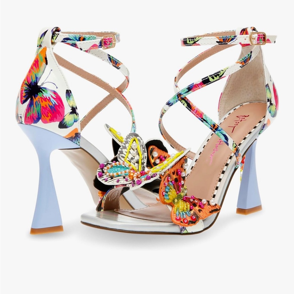 NIB Betsey Johnson Colorful Butterfly Strappy Heels
